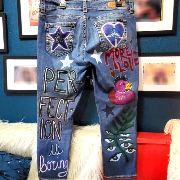 Custom Handpainted Rocker Jeans - Picture 3 of 5